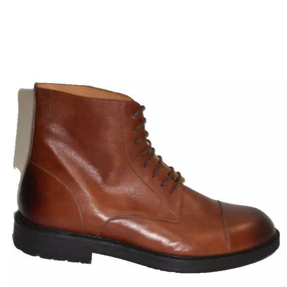 New! Magnanni Polar Cap Toe Lace Up Leather Ankle Boot 12 Cognac 24205 DD404